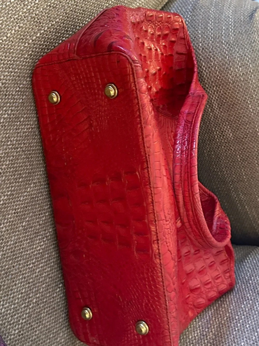Brahmin Red Croc-Embossed Tote with Gold Hardware - Picture 3 of 3